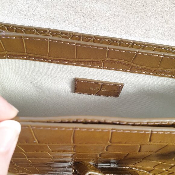 APC Small Grace Bag croc embossed leather in olive green - Picture 11 of 16